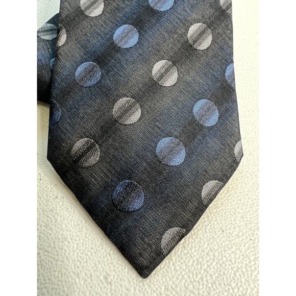 Lamberti Black, Gray, Blue Polka Dot Pattern 100% Silk Tie Made in Italy NWOT - Picture 2 of 7